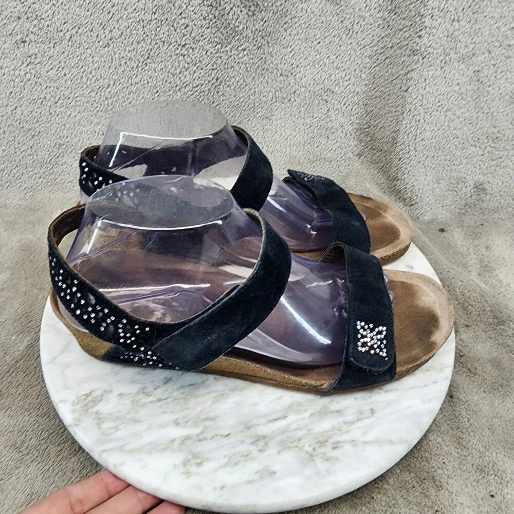 Mephisto Shoes Womens EU 41 Size 11 Black Leather Sandals - Picture 4 of 13